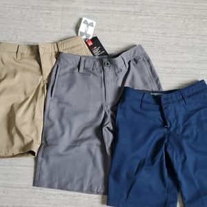 Navy, gray, and khaki under armour shorts